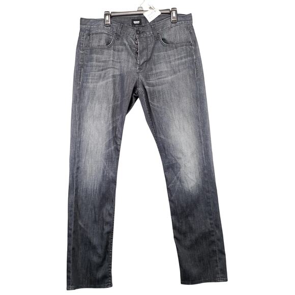 Hudson Jeans Men's 36x33 Byron 5-Pocket Straight Black Stretch Denim Button Fly - Picture 1 of 10